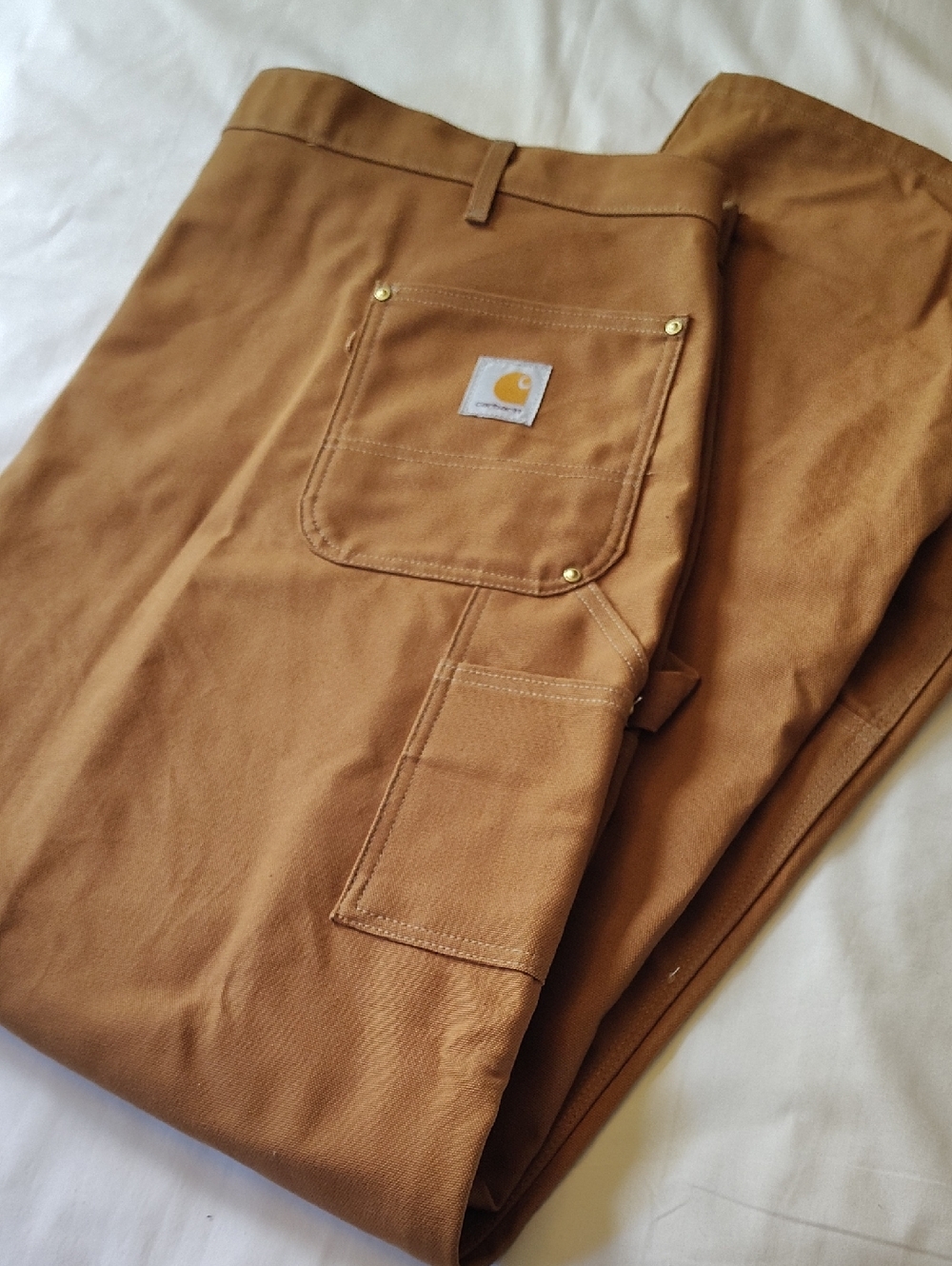 Carhartt Tan Cargo Work Pants with Utility Pockets EUC Size 50x30